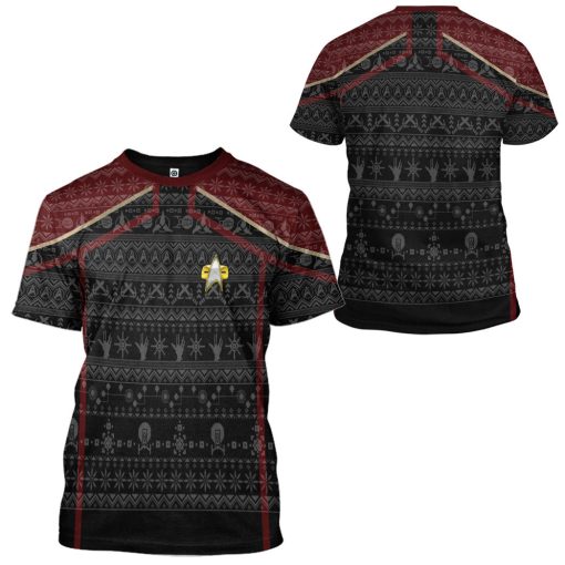 Gearhumans 3D S.T Picard 2020 Red Ugly Christmas Custom Hoodie Tshirt Apparel 5 Gearhumans 3D S.T Picard 2020 Red Ugly Christmas Custom Hoodie Tshirt Apparel - Image 5