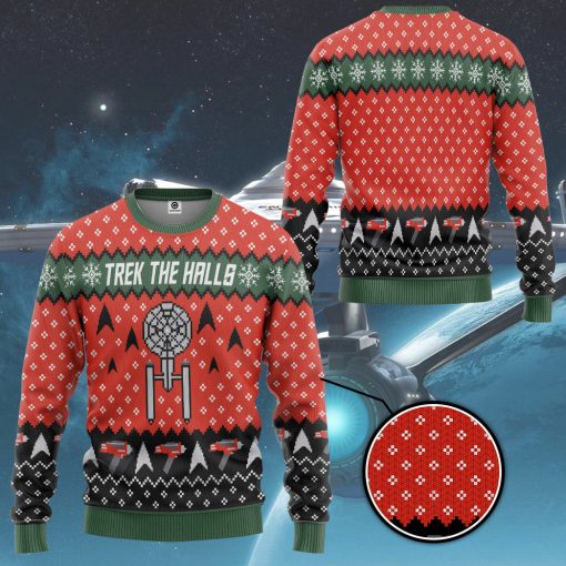 Gearhumans 3D S.T Trek The Halls Christmas Edition Custom Ugly Long sleeve 3 Gearhumans 3D S.T Trek The Halls Christmas Edition Custom Ugly Long sleeve - Image 2