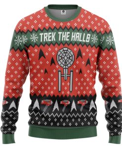 Gearhumans 3D S.T Trek The Halls Christmas Edition Custom Ugly Long sleeve
