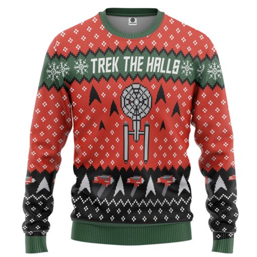 Gearhumans 3D S.T Trek The Halls Christmas Edition Custom Ugly Long sleeve 2 Gearhumans 3D S.T Trek The Halls Christmas Edition Custom Ugly Long sleeve
