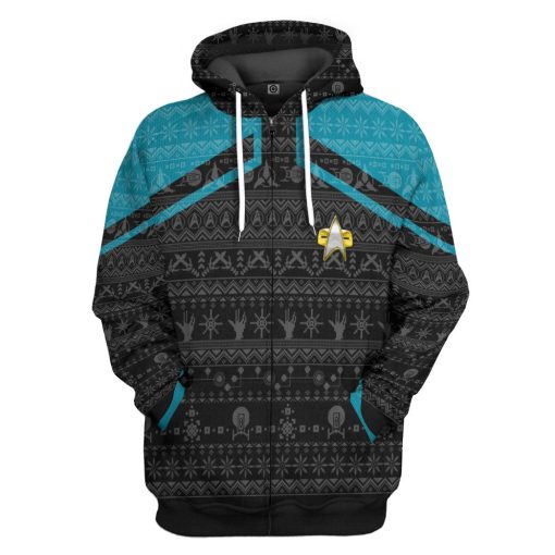 Gearhumans 3D S.T Picard 2020 Blue Ugly Christmas Custom Hoodie Tshirt Apparel 4 Gearhumans 3D S.T Picard 2020 Blue Ugly Christmas Custom Hoodie Tshirt Apparel - Image 4