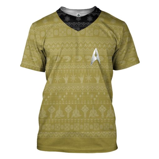 Gearhumans 3D S.T The Original Series 1966 1969 Yellow Ugly Christmas Custom Hoodie Tshirt Apparel - Image 3