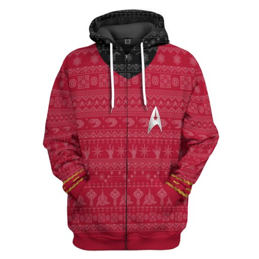 Gearhumans 3D S.T The Original Series 1966 1969 Red Ugly Christmas Custom Hoodie Tshirt Apparel - Image 4