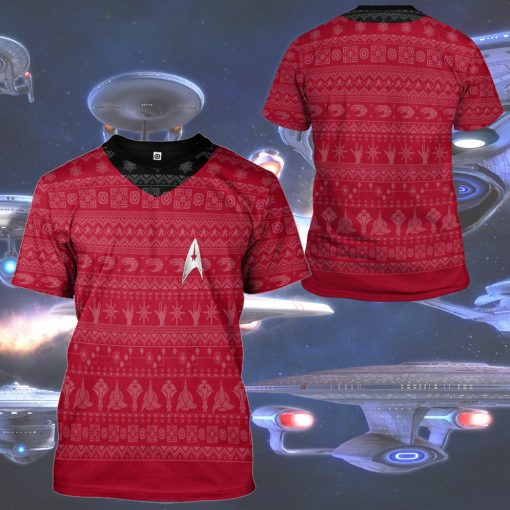 Gearhumans 3D S.T The Original Series 1966 1969 Red Ugly Christmas Custom Hoodie Tshirt Apparel - Image 9