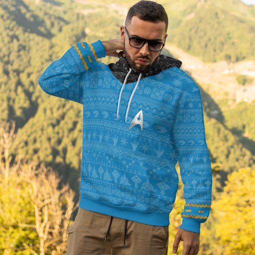 Gearhumans 3D S.T The Original Series 1966 1969 Blue Ugly Christmas Custom Hoodie Tshirt Apparel - Image 14