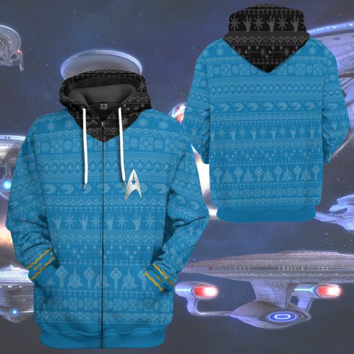 Gearhumans 3D S.T The Original Series 1966 1969 Blue Ugly Christmas Custom Hoodie Tshirt Apparel - Image 11