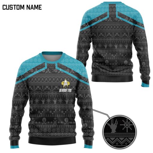 Gearhumans 3D S.T Picard 2020 Blue Ugly Christmas Custom Ugly Long Sleeve 3 Gearhumans 3D S.T Picard 2020 Blue Ugly Christmas Custom Ugly Long Sleeve - Image 2
