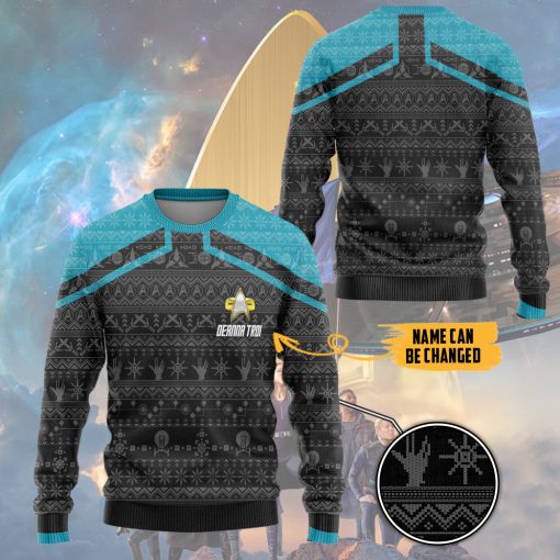 Gearhumans 3D S.T Picard 2020 Blue Ugly Christmas Custom Ugly Long Sleeve 4 Gearhumans 3D S.T Picard 2020 Blue Ugly Christmas Custom Ugly Long Sleeve - Image 3
