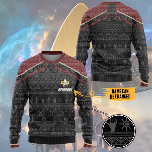 Gearhumans 3D S.T Picard 2020 Red Ugly Christmas Custom Name Ugly Long Sleeve - Image 3