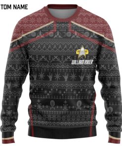 Gearhumans 3D S.T Picard 2020 Red Ugly Christmas Custom Name Ugly Long Sleeve