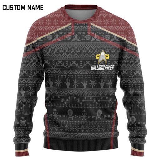 Gearhumans 3D S.T Picard 2020 Red Ugly Christmas Custom Name Ugly Long Sleeve