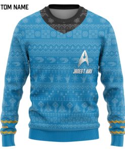 Gearhumans 3D S.T The Original Series 1966 1969 Blue Ugly Christmas Custom Name Ugly Long Sleeve