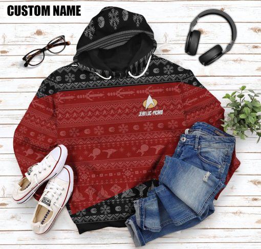 Gearhumans 3D S.T The Next Generation 1987 Red Ugly Christmas Custom Name Hoodie Tshirt Apparel - Image 10