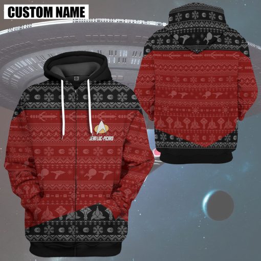 Gearhumans 3D S.T The Next Generation 1987 Red Ugly Christmas Custom Name Hoodie Tshirt Apparel - Image 14