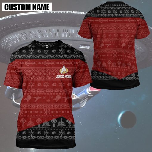 Gearhumans 3D S.T The Next Generation 1987 Red Ugly Christmas Custom Name Hoodie Tshirt Apparel - Image 15