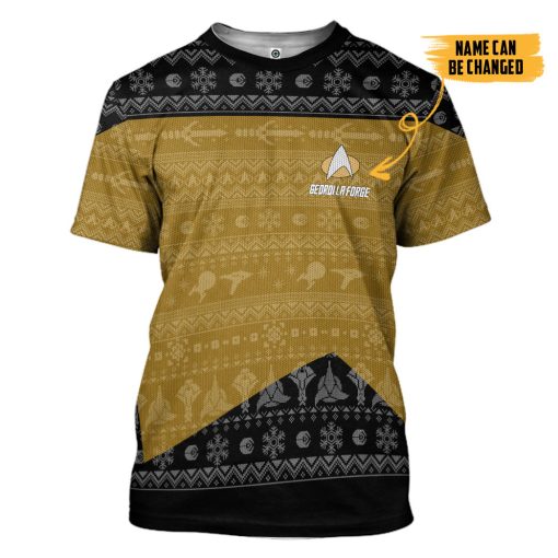 Gearhumans 3D S.T The Next Generation 1987 Yellow Ugly Christmas Custom Name Hoodie Tshirt Apparel - Image 3