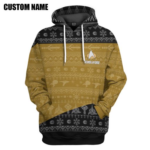 Gearhumans 3D S.T The Next Generation 1987 Yellow Ugly Christmas Custom Name Hoodie Tshirt Apparel