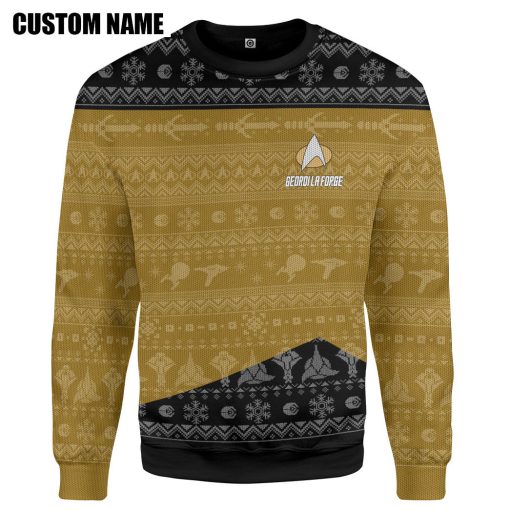 Gearhumans 3D S.T The Next Generation 1987 Yellow Ugly Christmas Custom Name Hoodie Tshirt Apparel - Image 9