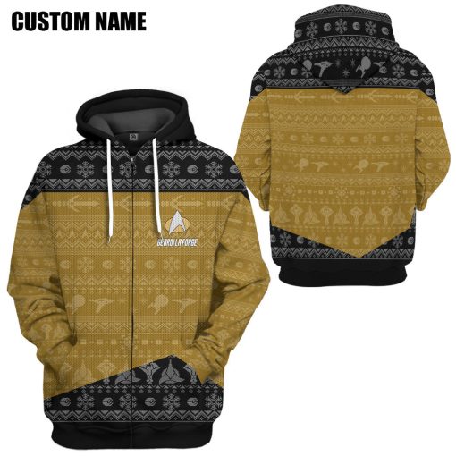 Gearhumans 3D S.T The Next Generation 1987 Yellow Ugly Christmas Custom Name Hoodie Tshirt Apparel - Image 8