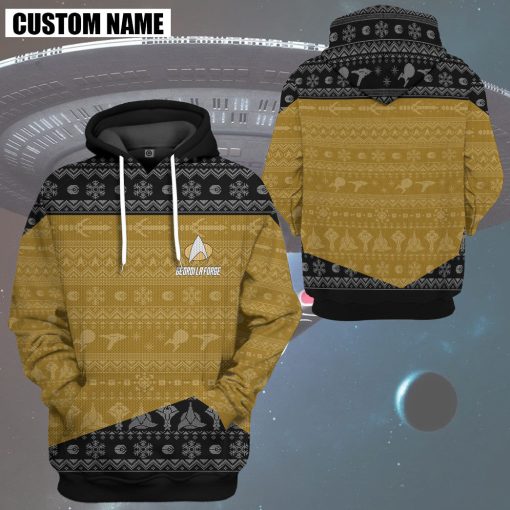 Gearhumans 3D S.T The Next Generation 1987 Yellow Ugly Christmas Custom Name Hoodie Tshirt Apparel - Image 13