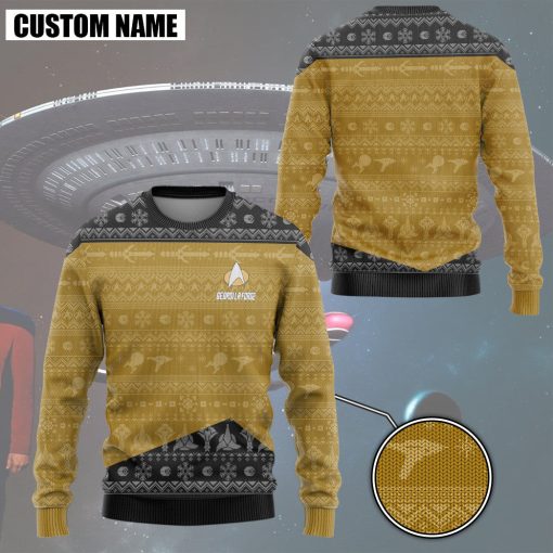 Gearhumans 3D S.T The Next Generation 1987 Yellow Ugly Christmas Custom Name Hoodie Tshirt Apparel - Image 12