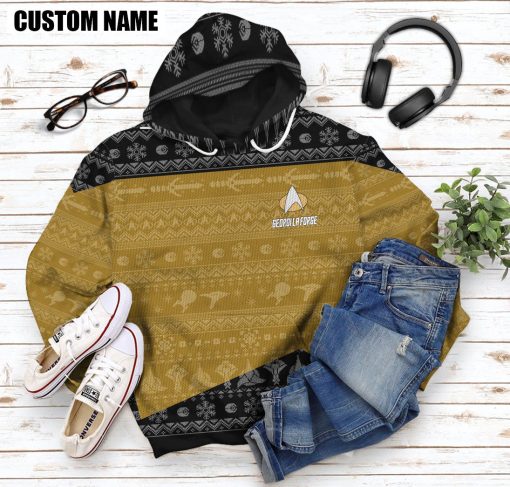 Gearhumans 3D S.T The Next Generation 1987 Yellow Ugly Christmas Custom Name Hoodie Tshirt Apparel - Image 10
