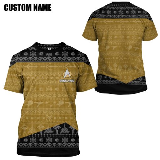 Gearhumans 3D S.T The Next Generation 1987 Yellow Ugly Christmas Custom Name Hoodie Tshirt Apparel - Image 7