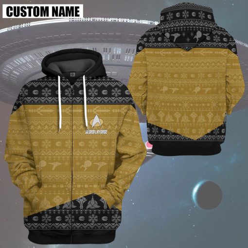 Gearhumans 3D S.T The Next Generation 1987 Yellow Ugly Christmas Custom Name Hoodie Tshirt Apparel - Image 14