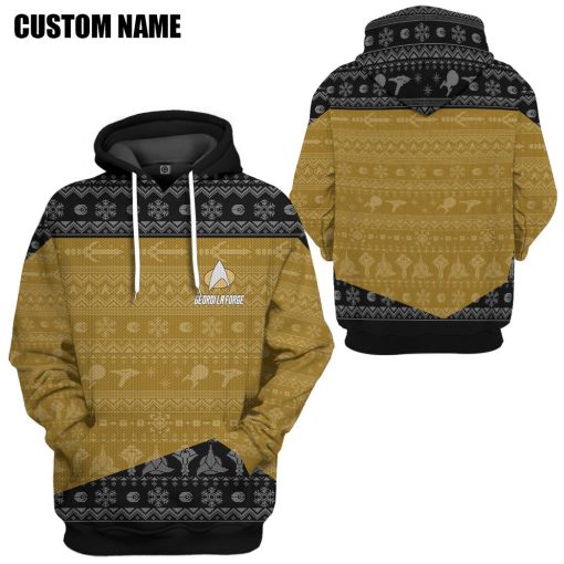 Gearhumans 3D S.T The Next Generation 1987 Yellow Ugly Christmas Custom Name Hoodie Tshirt Apparel - Image 5