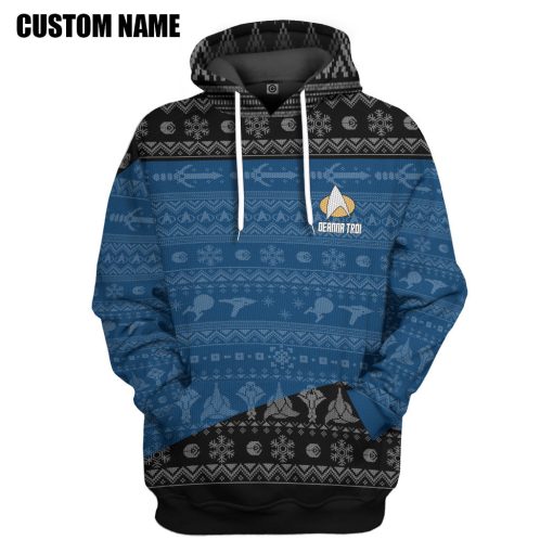 Gearhumans 3D S.T The Next Generation 1987 Blue Ugly Christmas Custom Name Hoodie Tshirt Apparel 1 Gearhumans 3D S.T The Next Generation 1987 Blue Ugly Christmas Custom Name Hoodie Tshirt Apparel