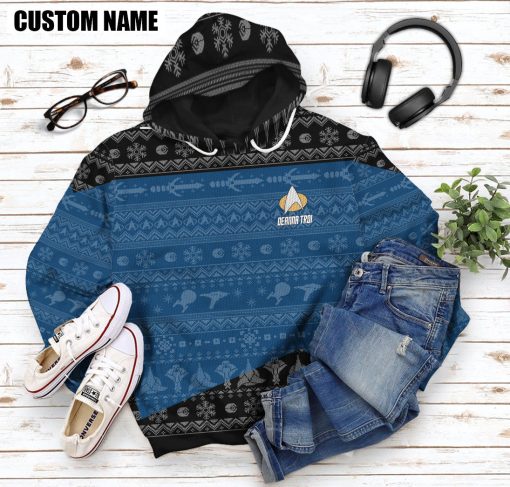 Gearhumans 3D S.T The Next Generation 1987 Blue Ugly Christmas Custom Name Hoodie Tshirt Apparel 9 Gearhumans 3D S.T The Next Generation 1987 Blue Ugly Christmas Custom Name Hoodie Tshirt Apparel - Image 9