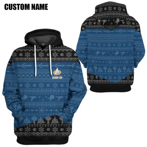 Gearhumans 3D S.T The Next Generation 1987 Blue Ugly Christmas Custom Name Hoodie Tshirt Apparel 4 Gearhumans 3D S.T The Next Generation 1987 Blue Ugly Christmas Custom Name Hoodie Tshirt Apparel - Image 4