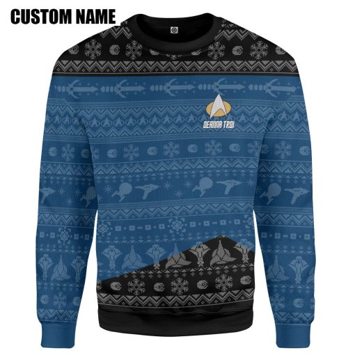 Gearhumans 3D S.T The Next Generation 1987 Blue Ugly Christmas Custom Name Hoodie Tshirt Apparel 2 Gearhumans 3D S.T The Next Generation 1987 Blue Ugly Christmas Custom Name Hoodie Tshirt Apparel - Image 2