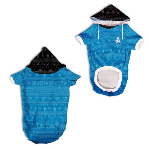 Gearhumans 3D S.T The Original Series 1966 1969 Blue Ugly Christmas Custom Pet Hoodie - Image 3