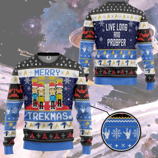 Gearhumans 3D S.T Merry Trekmas Ugly Christmas Custom Ugly Long sleeve 4 Gearhumans 3D S.T Merry Trekmas Ugly Christmas Custom Ugly Long sleeve - Image 3