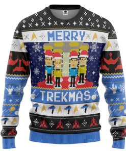 Gearhumans 3D S.T Merry Trekmas Ugly Christmas Custom Ugly Long sleeve