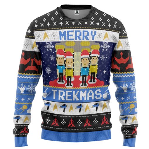 Gearhumans 3D S.T Merry Trekmas Ugly Christmas Custom Ugly Long sleeve 2 Gearhumans 3D S.T Merry Trekmas Ugly Christmas Custom Ugly Long sleeve