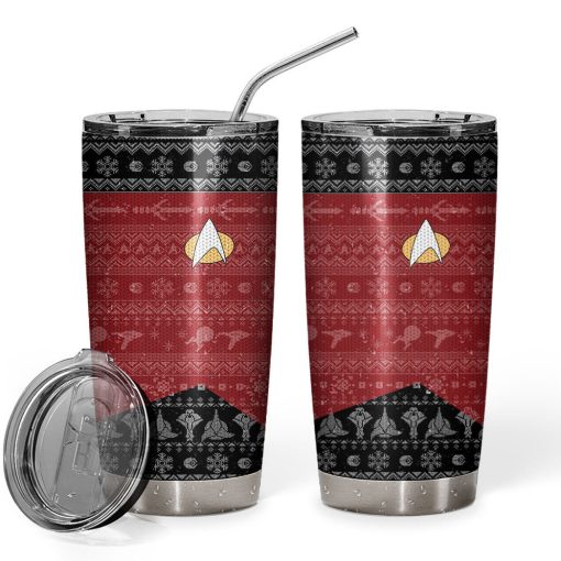 Gearhumans 3D S.T The Next Generation 1987 Red Ugly Christmas Custom Design Vacuum Insulated Tumblers
