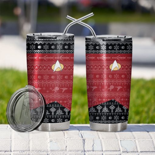 Gearhumans 3D S.T The Next Generation 1987 Red Ugly Christmas Custom Design Vacuum Insulated Tumblers - Image 10