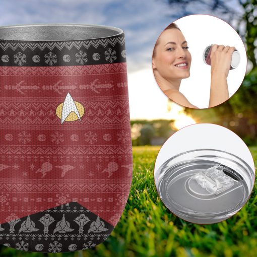Gearhumans 3D S.T The Next Generation 1987 Red Ugly Christmas Custom Design Vacuum Insulated Tumblers - Image 8