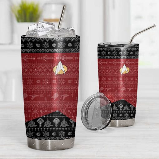Gearhumans 3D S.T The Next Generation 1987 Red Ugly Christmas Custom Design Vacuum Insulated Tumblers - Image 9