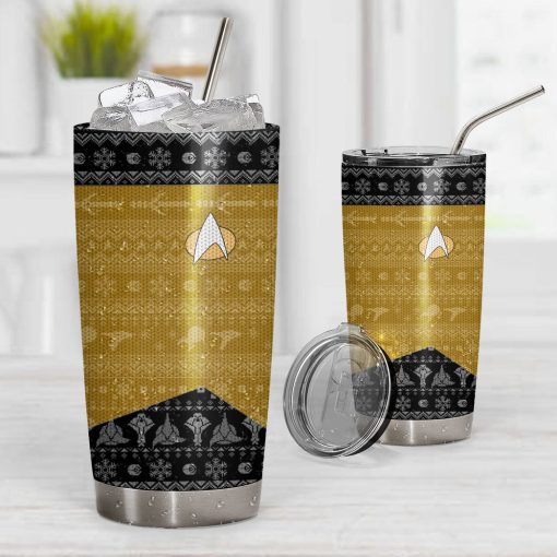 Gearhumans 3D S.T The Next Generation 1987 Yellow Ugly Christmas Custom Design Vacuum Insulated Tumblers - Image 7