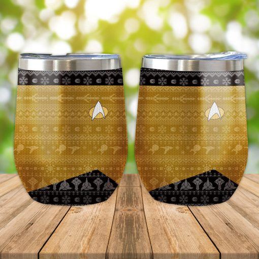 Gearhumans 3D S.T The Next Generation 1987 Yellow Ugly Christmas Custom Design Vacuum Insulated Tumblers - Image 10