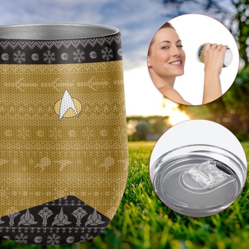 Gearhumans 3D S.T The Next Generation 1987 Yellow Ugly Christmas Custom Design Vacuum Insulated Tumblers - Image 9