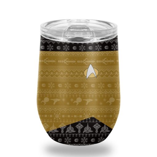 Gearhumans 3D S.T The Next Generation 1987 Yellow Ugly Christmas Custom Design Vacuum Insulated Tumblers - Image 6