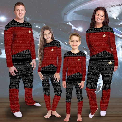 Gearhumans 3D S.T The Next Generation 1987 Red Ugly Christmas Custom Pajamas Set