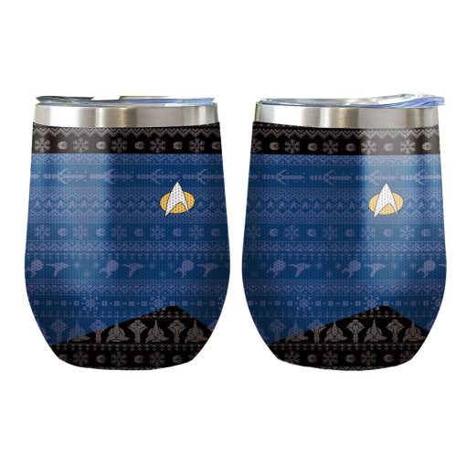 Gearhumans 3D S.T The Next Generation 1987 Blue Ugly Christmas Custom Design Vacuum Insulated Tumblers - Image 5