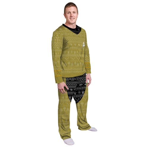 Gearhumans 3D S.T The Original Series 1966 1969 Yellow Ugly Christmas Custom Pajamas Set - Image 3