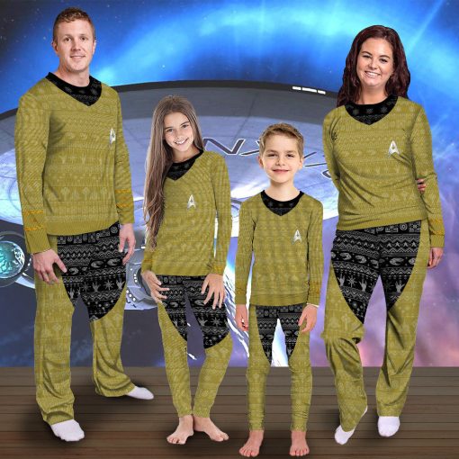 Gearhumans 3D S.T The Original Series 1966 1969 Yellow Ugly Christmas Custom Pajamas Set - Image 6