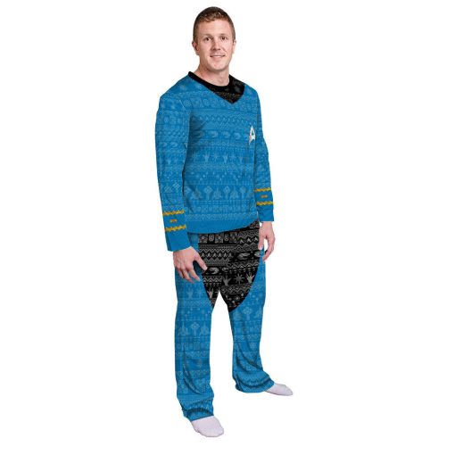 Gearhumans 3D S.T The Original Series 1966 1969 Blue Ugly Christmas Custom Pajamas Set